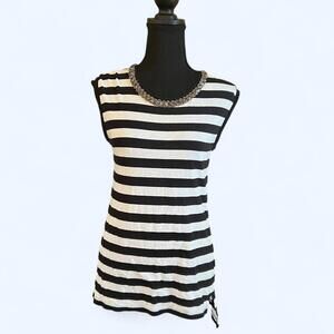 Black & white striped vintage sleeveless top Size Small